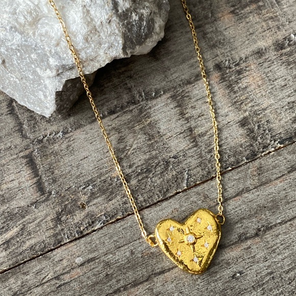 NEW Heart With CZ Stars Layering Necklace - Picture 7 of 14